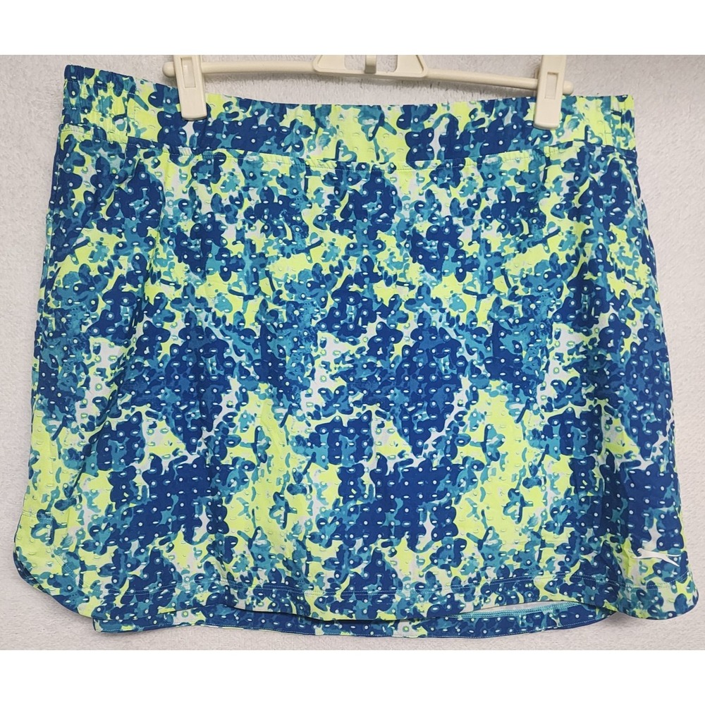 Slazenger Golf Skort Women's XL Blue Neon Tennis Pickleball Stretch Abstract